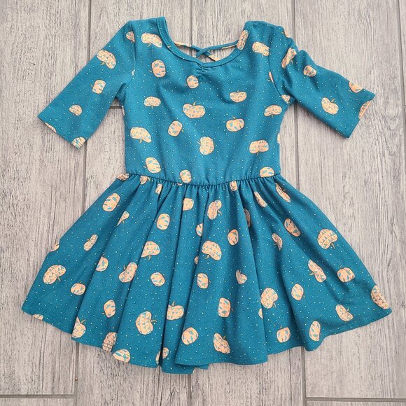 DotDot Smile toddler girls Teal Pumpkin Print Twirl Dress Size 2T - Picture 1 of 10